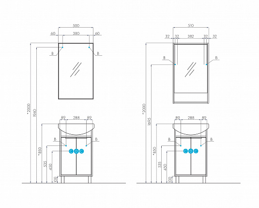 Зеркальный шкаф 50 см Акватон Рико 1A212302RIB90