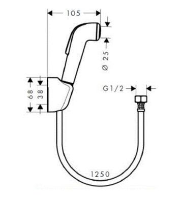 Гигиенический душ (эконом), со шлангом 1,25 м и держателем Hansgrohe