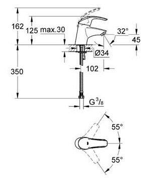 Смеситель Grohe Eurosmart 33188002 для раковины