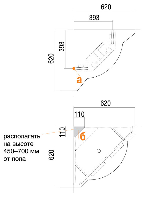 Тумба с раковиной Акватон Альтаир 62 угловая белая