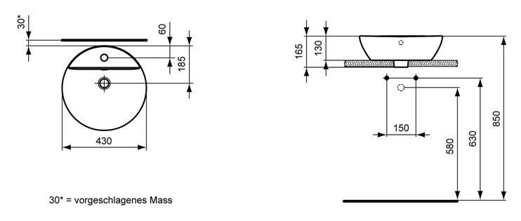 Рукомойник Ideal Standard Connect Sphere E804001 (43 см)