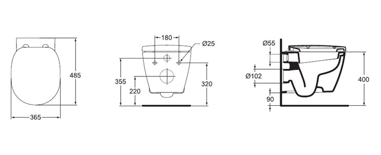 Унитаз подвесной Ideal Standard Connect SPACE с укороченной проекцией E804601