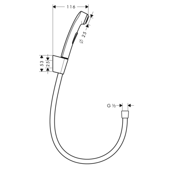 Гигиенический душ, со шлангом 1,25 м и держателем Hansgrohe