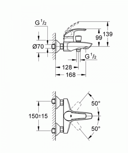 Смеситель Grohe Eurosmart 33300001 для ванны