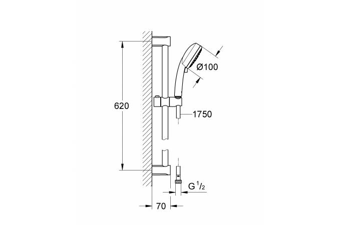 Душевой гарнитур GROHE New Tempesta Cosmopolitan 100 IV, 600 мм, 9,5 л/мин, хром (27580002)