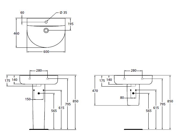 Раковина Ideal Standard Connect ARC E787501 (60 см)