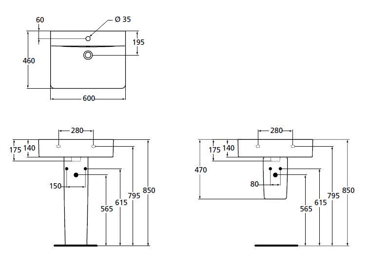 Раковина Ideal Standard Connect Cube E794501 (60 см)