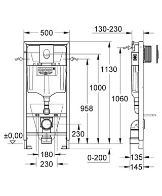 Инсталляция для подвесного унитаза Grohe Rapid SL 38750 (4 в 1 в сборе)