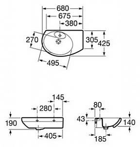 Раковина Roca Dama Senso Compacto 327519000 R угловая