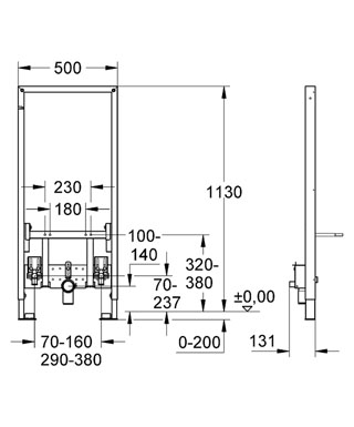 Инсталляция для подвесного биде Grohe Rapid SL 38553 001 (высота 1.13м)