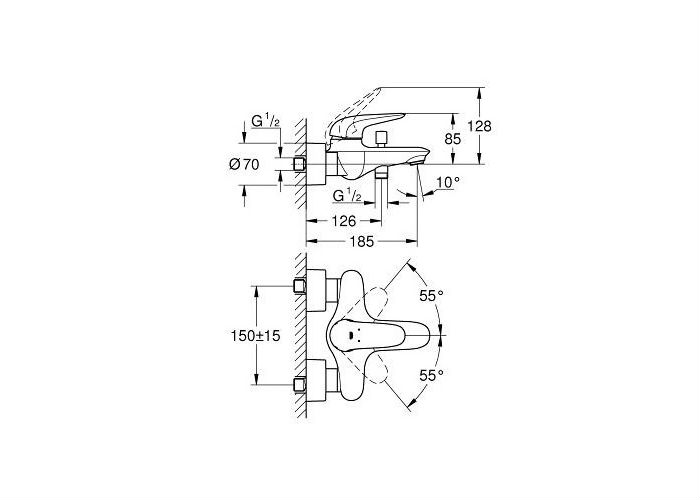 Смеситель для ванны GROHE Eurostyle, хром (23726003)
