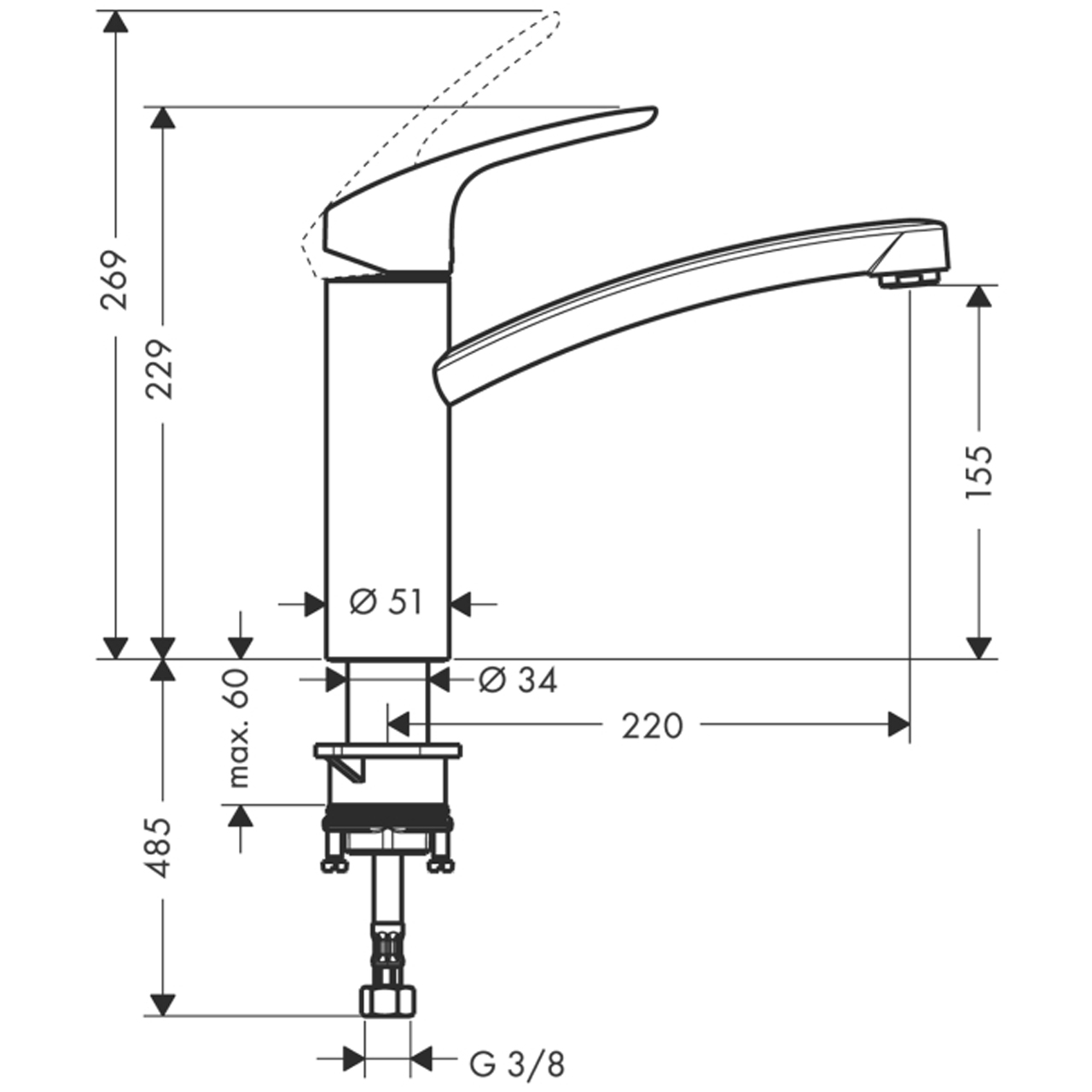 Смеситель для кухни Hansgrohe Logis 71832000