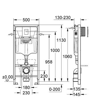 Инсталляция для подвесного унитаза Grohe Rapid SL 38775 (4 в 1 в сборе)