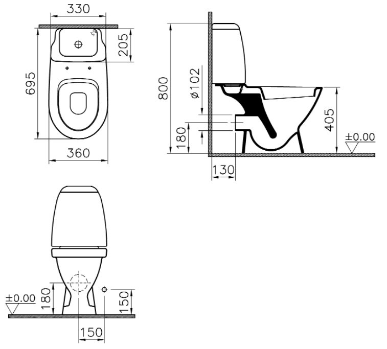 Унитаз-компакт Vitra Grand 9763B003-1206 с функцией биде