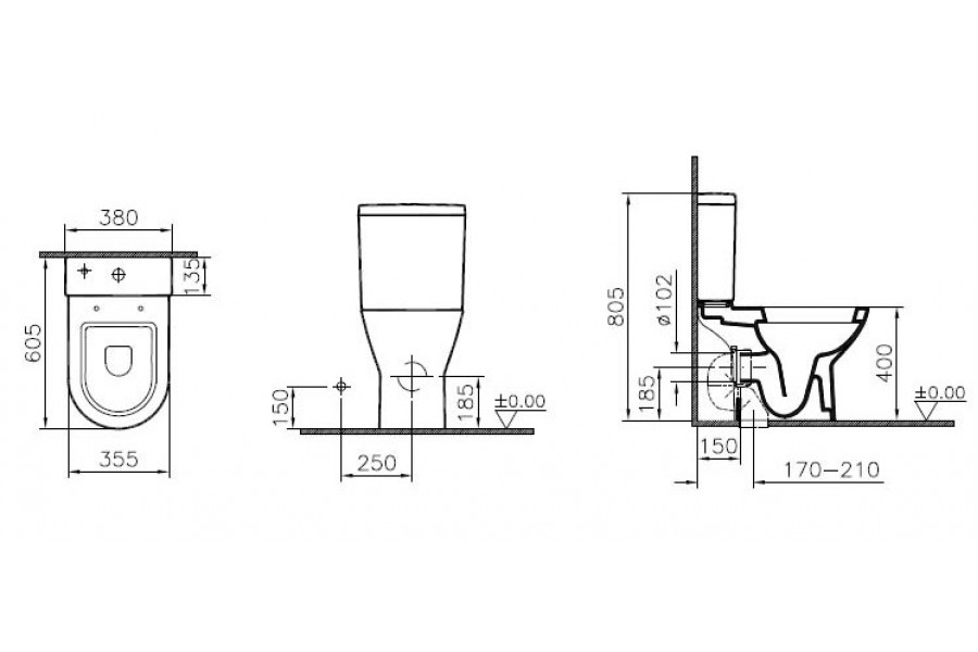 VITRA Унитаз-компакт DIANA с сиденьем микролифт 9816B003-7201