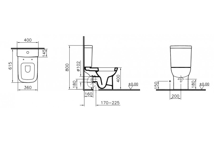 Унитаз-компакт Vitra S20 Open-back сидение микролифт 9819B003-7202