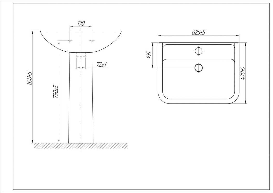 Раковина SmartSant Сити 62 см, с пьедесталом, белый, VT1103W