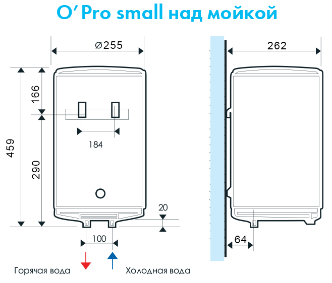 Водонагреватель накопительный ATLANTIC OPRO 10 RB над мойкой