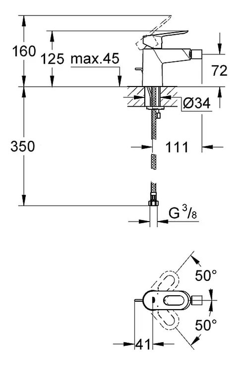 Смеситель для биде GROHE BauLoop, хром (23338000)