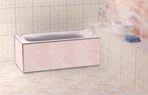 Экран под ванну "Премиум А",  цвет - облака розовые