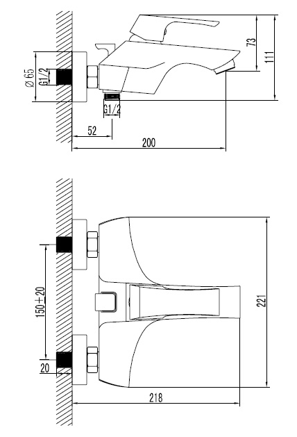 Смеситель для ванны с коротким изливом LEMARK Unit