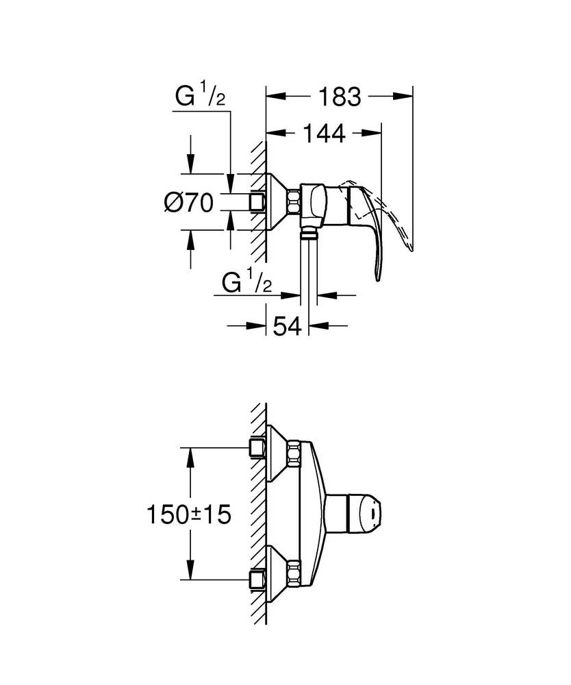 Смеситель для душа GROHE Eurosmart New, хром (33555002)