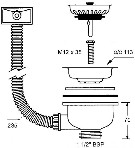 Слив-перелив 3½ выход 1½ OR2-113S