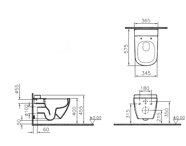 Унитаз подвесной, безободковый Vitra D-Light 5911B003-1086 с сиденьем микролифт