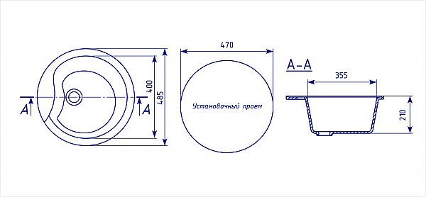 Мойкa ML-GM12 круглая, 485мм
